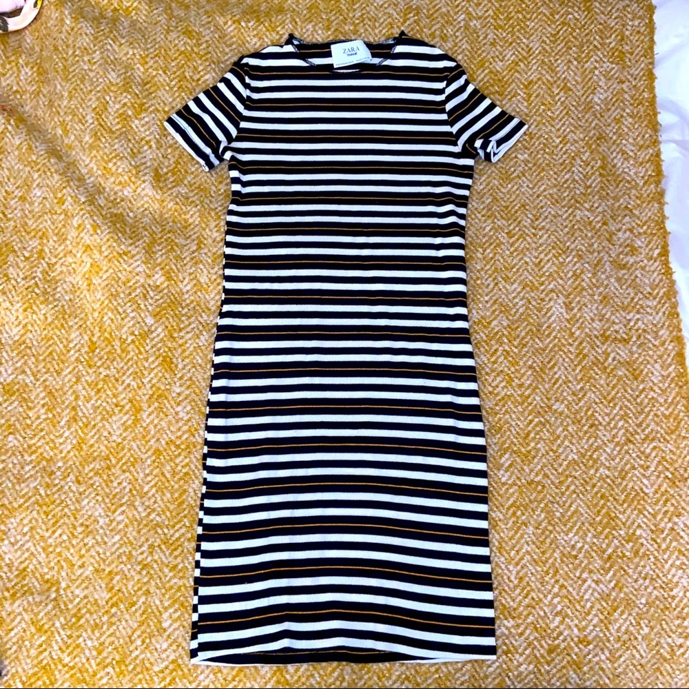 Zara Striped Ribbed Midi Dress